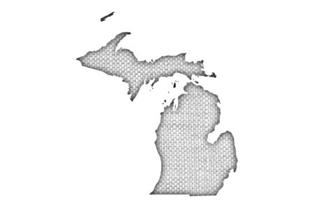 Map of Michigan on old linenの写真素材