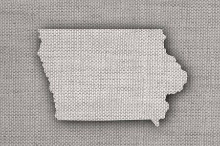 Map of Iowa on old linenの写真素材