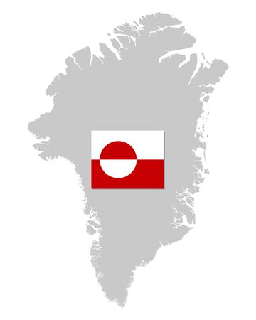 Flag and map of Greenlandのイラスト素材