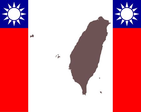 Map of Taiwan on background with flagのイラスト素材
