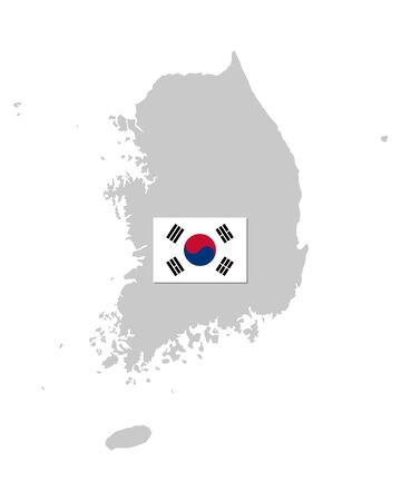 Flag and map of South Koreaのイラスト素材