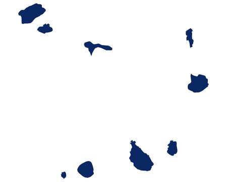 Map of the Cape Verde in blue colourのイラスト素材