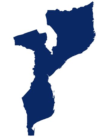 Map of Mozambique in blue colourのイラスト素材