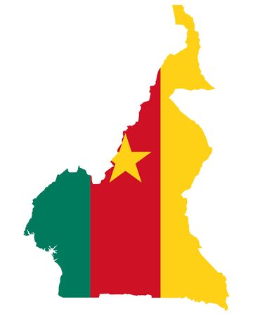 Flag in map of Cameroonのイラスト素材
