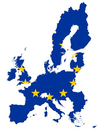 Flag in map of the EUのイラスト素材