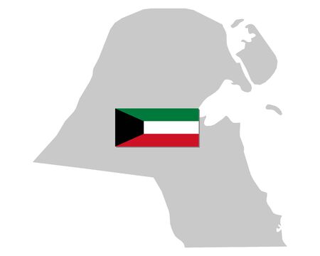 Flag and map of Kuwaitのイラスト素材