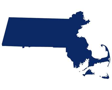 Map of Massachusetts in blue colourのイラスト素材