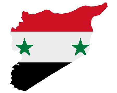 Flag in map of Syriaのイラスト素材