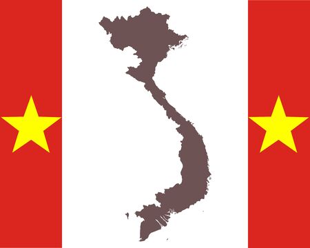 Map of Vietnam on background with flagのイラスト素材