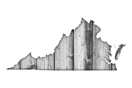 Map of Virginia on weathered woodの写真素材