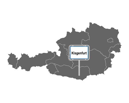 Map of Austria with road sign of Klagenfurtのイラスト素材