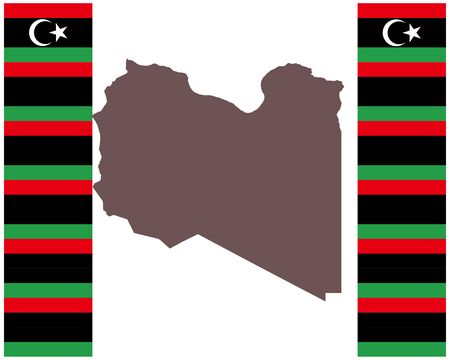 Map of Libya on background with flagのイラスト素材