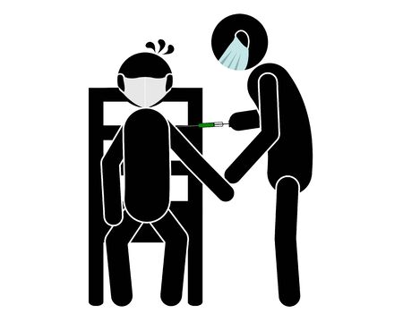 Pictogram visit to the doctor with vaccinationのイラスト素材