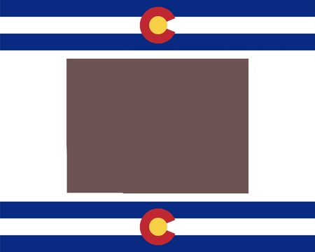 Map of Colorado on background with flagのイラスト素材