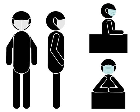 Pictogram figure with protective maskのイラスト素材