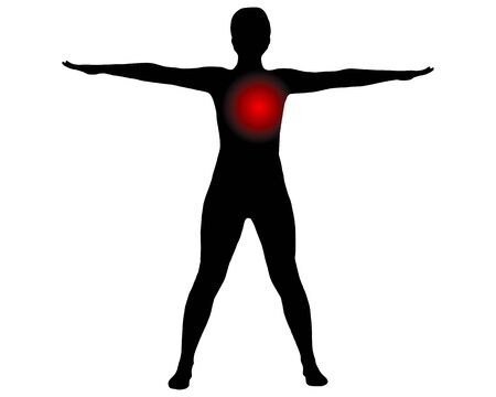 Front view of woman with symbol for heart painのイラスト素材