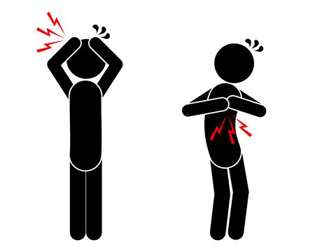 Pictogram headache and cardiac infarctionのイラスト素材