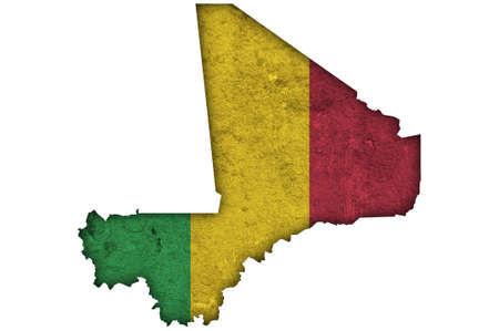 Map and flag of Mali on weathered concreteの写真素材