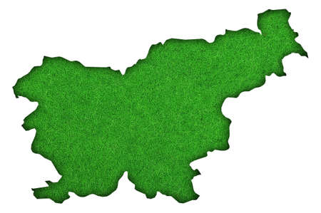 Map of Slovenia on green feltの写真素材