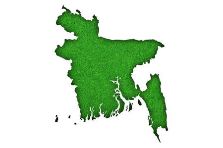 Map of Bangladesh on green feltの写真素材