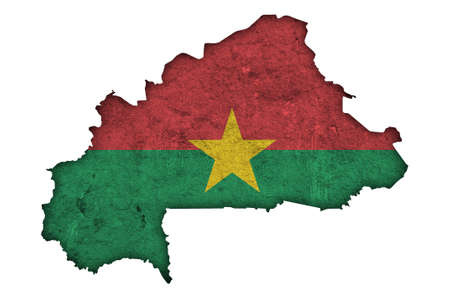 Map and flag of Burkina Faso on weathered concreteの写真素材