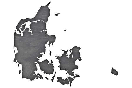Map of Denmark on dark slateの写真素材