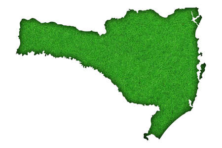 Map of Santa Catarina on green feltの写真素材