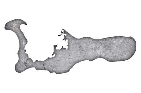 Map of Grand Caiman Island on weathered concreteの写真素材