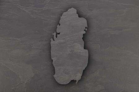 Map of Qatar on dark slateの写真素材