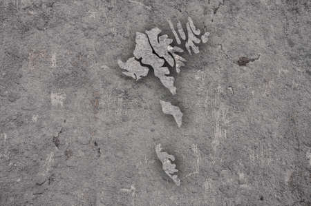 Map of Faroe Islands on weathered concreteの写真素材