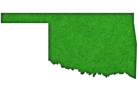 Map of Oklahoma on green feltの写真素材