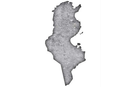Map of Tunisia on weathered concreteの写真素材
