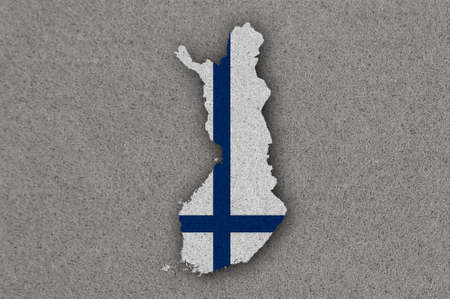 Map and flag of Finland on feltの写真素材