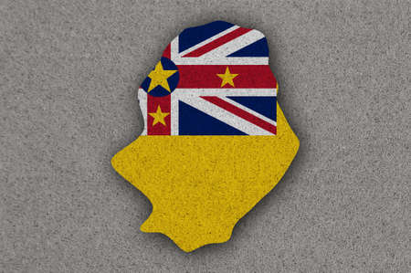 Map and flag of Niue on feltの写真素材