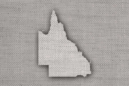 Map of Queensland on old linenの写真素材
