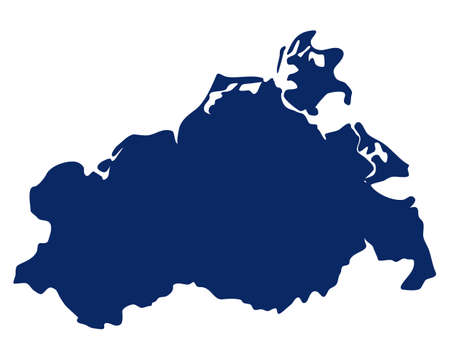 Map of Mecklenburg-Western Pomerania in blue colorのイラスト素材