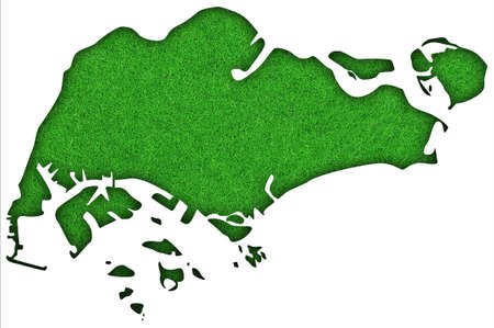 Map of Singapore on green feltの写真素材