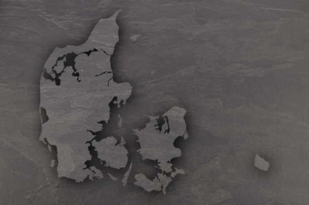 Map of Denmark on dark slate