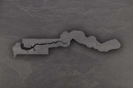 Map of The Gambia on dark slate illustration.