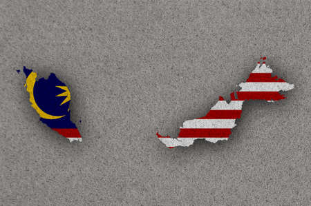 Map and flag of Malaysia on feltの写真素材