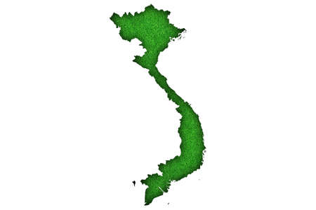 Map of Vietnam on green feltの写真素材