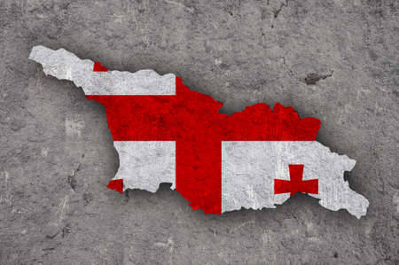 Map and flag of Georgia on weathered concreteの写真素材