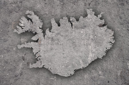 Map of Iceland on weathered concrete