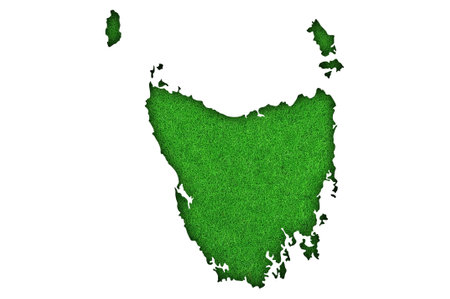 Map of Tasmania on green feltの写真素材