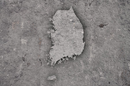 Map of South Korea on weathered concrete