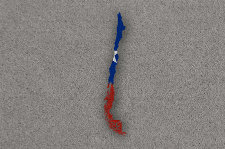 Map and flag of Chile on feltの写真素材