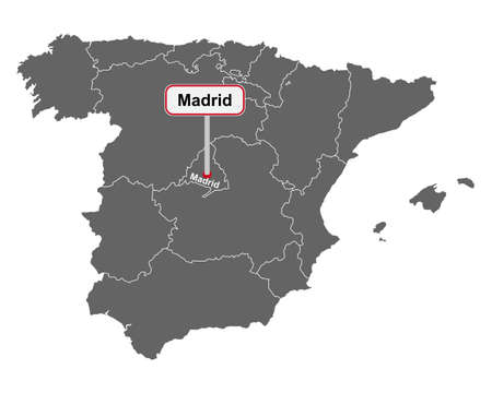 Place name sign Madrid at map of Spainのイラスト素材