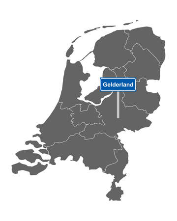 Map of the Netherlands with road sign Gelderlandのイラスト素材