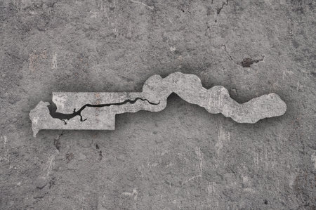 Map of The Gambia on weathered concrete