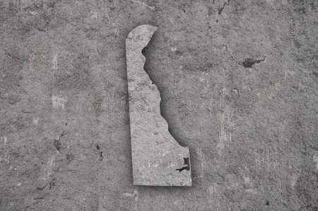 Map of Delaware on weathered concreteの写真素材